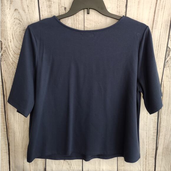 Ripley Rader Classic Navy Blue Ponte-Knit Short Slv Top 2+ XXL 16/18 Made in USA - Picture 4 of 7
